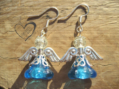 NÁUŠNICE - ČIRÝ TYRKYSOVÝ ANDÍLEK náušnice vánoční anděl andílek křídla andělíček andělé andílci andělíčci sváteční andělské 