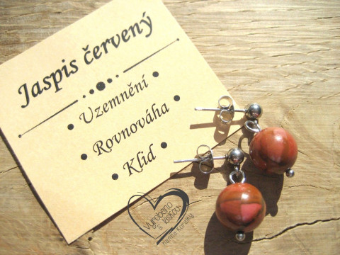NÁUŠNICE PUZETY - JASPIS ČERVENÝ náušnice minerál minerální pro alergiky puzetkové 