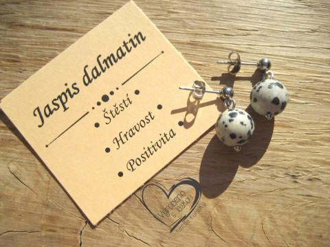 NÁUŠNICE PUZETY - JASPIS DALMATIN náušnice minerál minerální pro alergiky puzetkové 