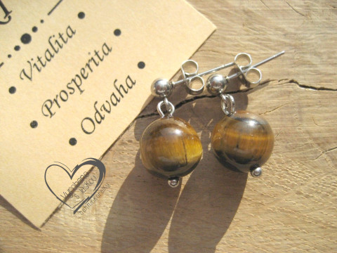 NÁUŠNICE PUZETY - TYGŘÍ OKO náušnice minerál minerální pro alergiky puzetkové 