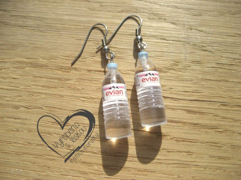 Náušnice - pet láhev s vodou vtipné sranda náušnice pas 
