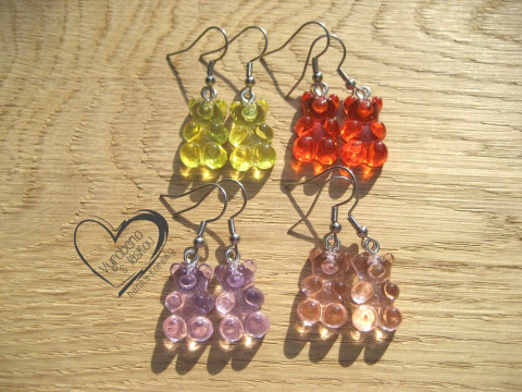 NÁUŠNICE - GUMOVÝ MEDVÍDEK veselé hravé sranda náušnice 