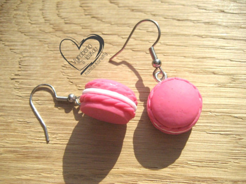 Náušnice - růžové makronky veselé hravé sranda náušnice 