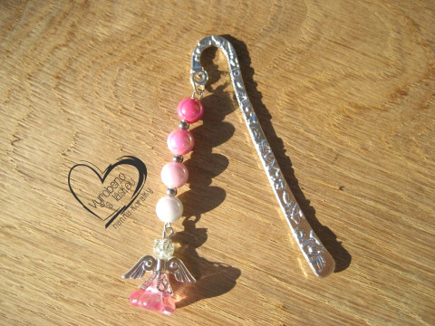 ZÁLOŽKA DO KNIHY - RŮŽOVÝ ANDĚL záložka knížka anděl čtenář 