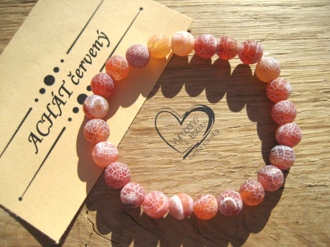 Náramek Achát červený matný 8mm náramek minerál minerální pro alergiky 