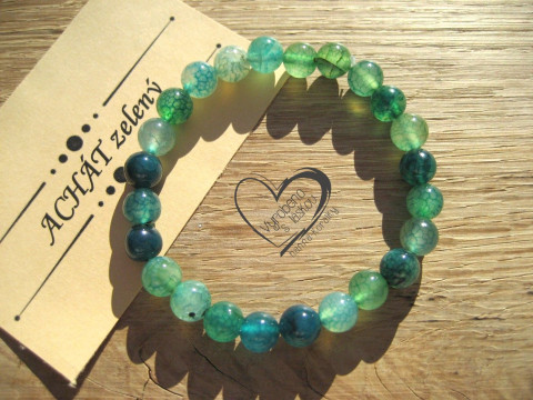 Náramek Achát zelený 8mm náramek minerál minerální pro alergiky 