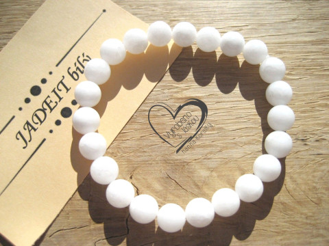 Náramek Jadeit bílý 8mm náramek minerál minerální pro alergiky 