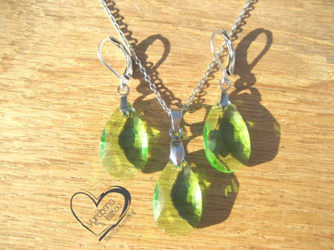 Souprava z nerez oceli zelené kapky ocelový řetízek náušnice slza 
