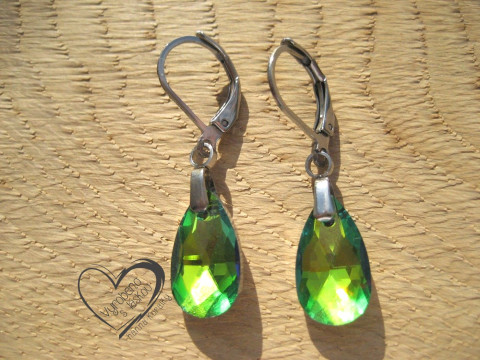 Náušnice - zelené kapky náušnice elegantní ocel kapky slzy 