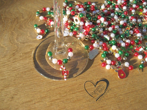 Rozlišovače na skleničky dár.balení vánoční kroužek sklenice víno 