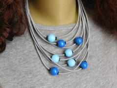 Náhrdelník - černý a modrý