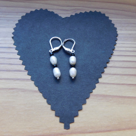 Naušnice perlové nerez říční perly spinel 