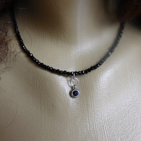 Náhrdelník - černý spinel ,zirkon náhrdelník nerez zirkon spinel 