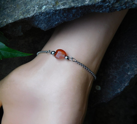 Náramek - nerez, karneolové srdce náramek srdce nerez karneol 