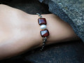 Náramek-nerez,byčí oko, perla