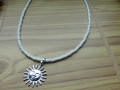 Náhrdelník - bílý spinel s nerezem
