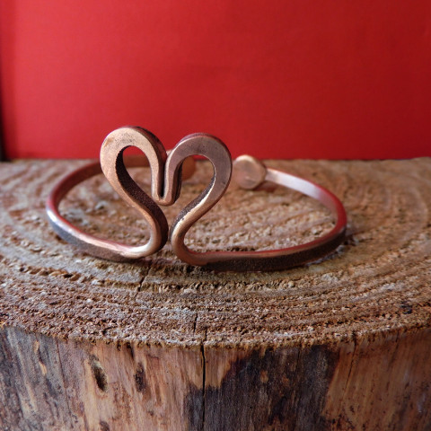 Náramek - čistí měď měděný náramek se vzorkem 