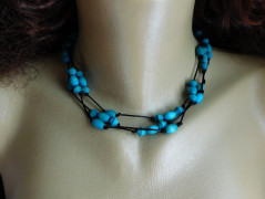 Náhrdelník - černý a modrý