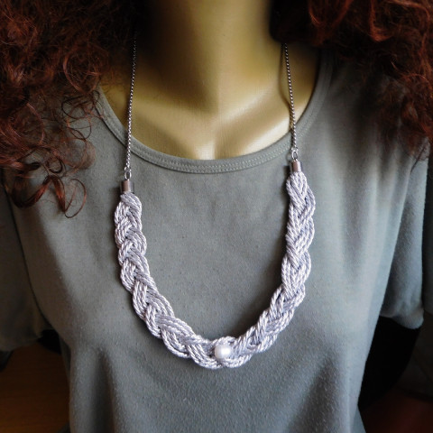 Náhrdelník, nerez, perla, lanko náhrdelník delší střibrný 