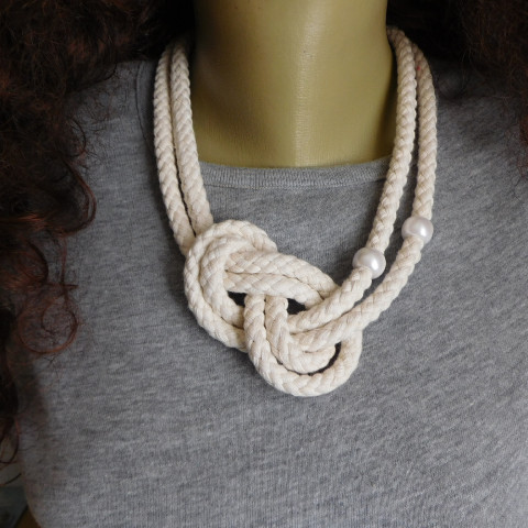 Náhrdelník - přírodní lankový náhrdelník bílé lanko 