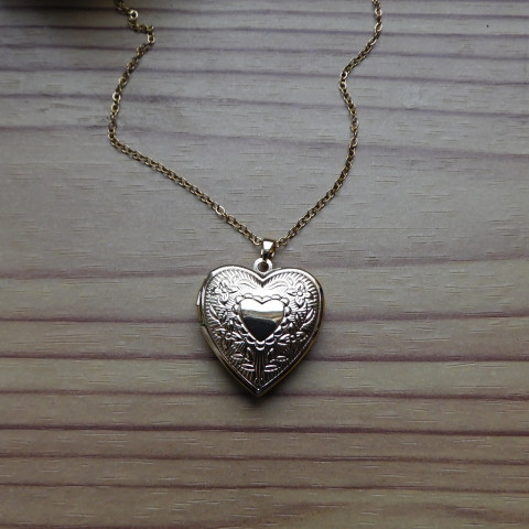 Nerezový pozlacený medailonek náhrdelník srdce nerez zlatý medailonek 