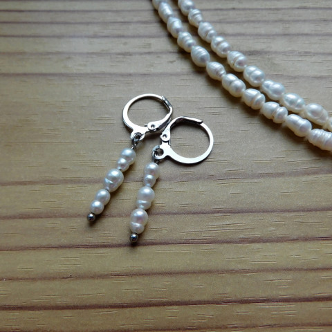 Naušnice z pravých perliček náhrdelník bílé říční perly 