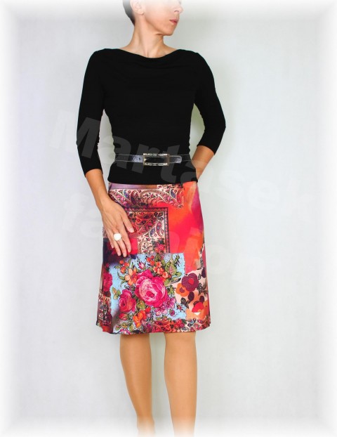 Sukně vz.553 růžová jarní letní černá růže žlutá sukně úpletová úplet barevná léto lilie vínová smetanová vzor cyklámová ostružinová 