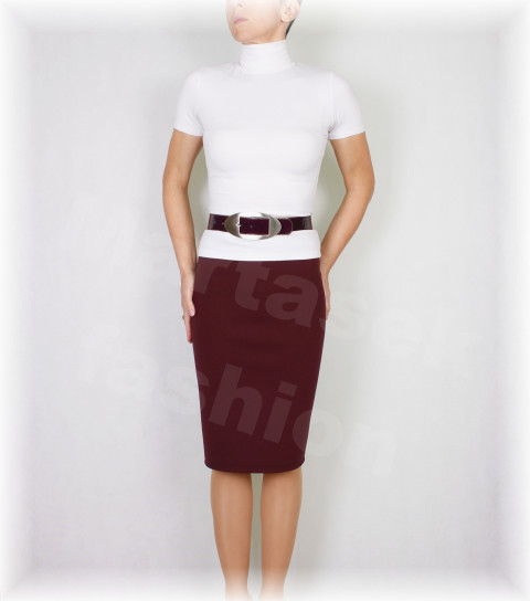 Sukně luxusní úplet jaro vz.569 zima podzim jarní bílá sukně úpletová úplet vínová bordó marsala 