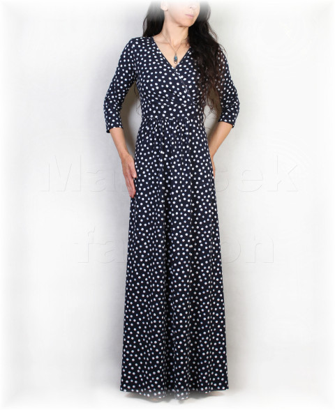 Šaty puntíky vz. 926 modrá barevné jarní letní květy šaty svatba léto puntíky vzor oslava dovolená 