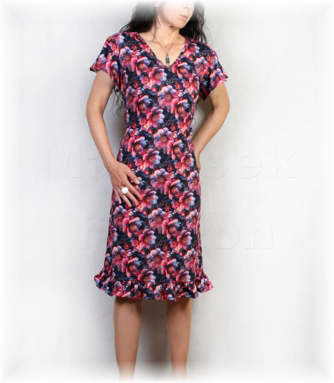 Šaty vz. 911 fialová květy šaty svatba léto vzor oslava jabloňové květy levandule barevné 