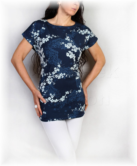 Triko vz.929 SLEVA z 699 kč pestrobarevné modrá letní květy triko celoroční vzorované vícebarevné 
