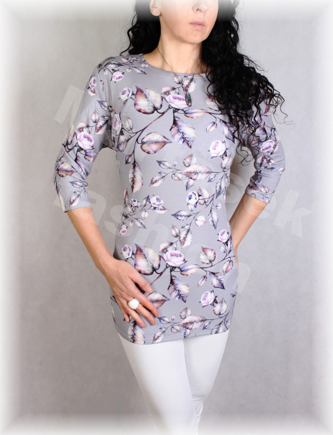 Triko vz.761 SLEVA ze 899 kč pestrobarevné halenka květy triko úpletové šedá dámské vzor 