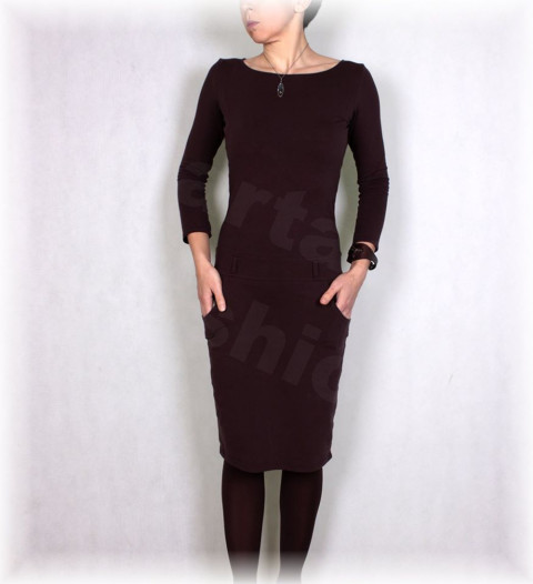 Šaty vz.508-více barev ženy hnědá sportovní úpletové čokoládová volnočasové jednobarevné přestřižené 