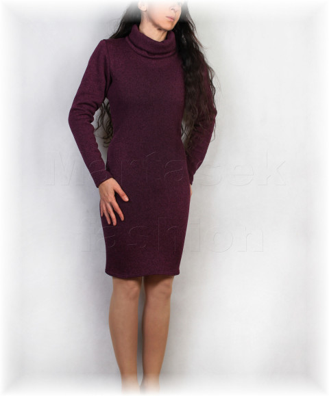 Šaty -hřejivé 2 (více barev) červená fialová šaty zimní podzimní hřejivé vínová volnočasové svetrovina 