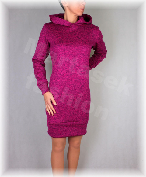 Šaty s kapucí-hřejivé 2(více barev) červená fialová šaty zimní podzimní hřejivé vínová volnočasové svetrovina 