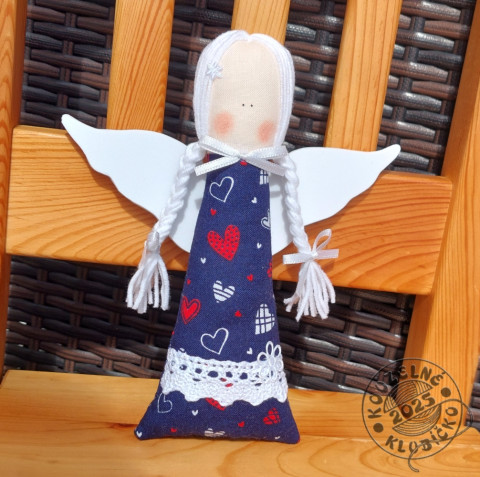 Andělka Modrotisk červená srdíčka dekorace dárek vánoce anděl andílek andělíček andělka 