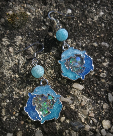 Tři delfínci šperk moře doplněk náušnice oceán delfín delfínek 