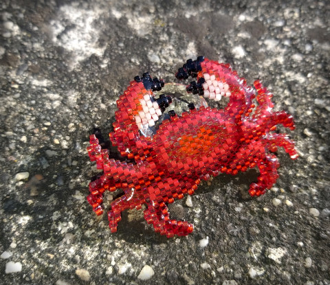 Krabík - brož brož šperk korálky moře doplněk hvězdy pryskyřice noc obloha velryba sen kytovec 