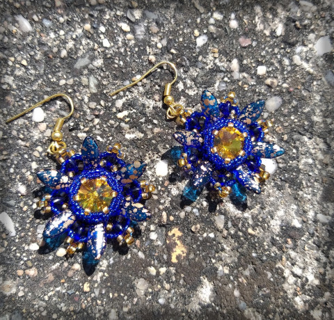 Půlnoční záře no.1 šperk doplněk náušnice hvězda květ noc půlnoc noční obloha 