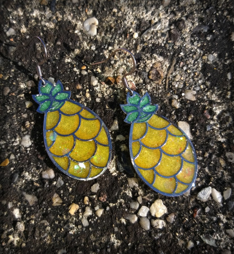 Ananasy - náušnice šperk doplněk náušnice ovoce třpytky léto bižuterie pryskyřice ananas tropy 