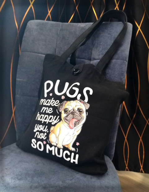 Textilní taška s potiskem - mopsík doplněk taška pes psík pejsánek obrázek nákup barvy potisk nápis mops psíček mopsík pugy mopslík 