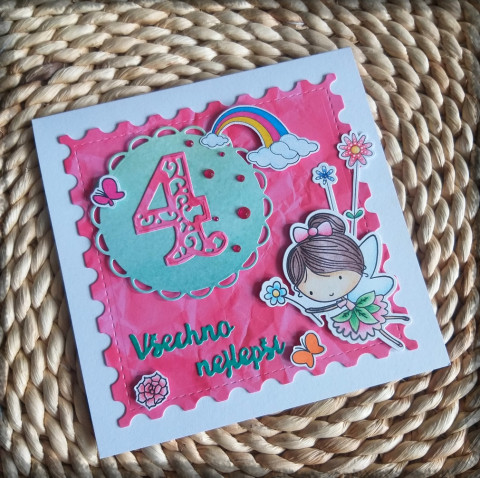 Přání no.3 dárek mašle přání blahopřání medvídek medvěd dáreček scrapbook přáníčko gratulace pro radost pro štěstí s obrázkem embosování 