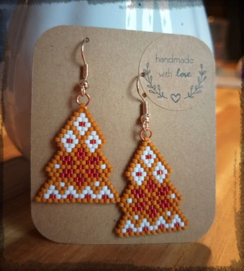 Perníkové stromečky - náušnice šperk doplněk náušnice sníh zima vánoce dárky stromeček cukroví advent vločka svátky perníček 