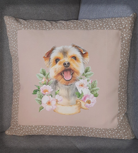 Povlak na polštář - yorkshire dekorace pes psík holčička pokojíček polštář polštářek dítě povlak roztomilé štěňátko dětský pokoj nažehlovačka psíček pejse yorkshire 